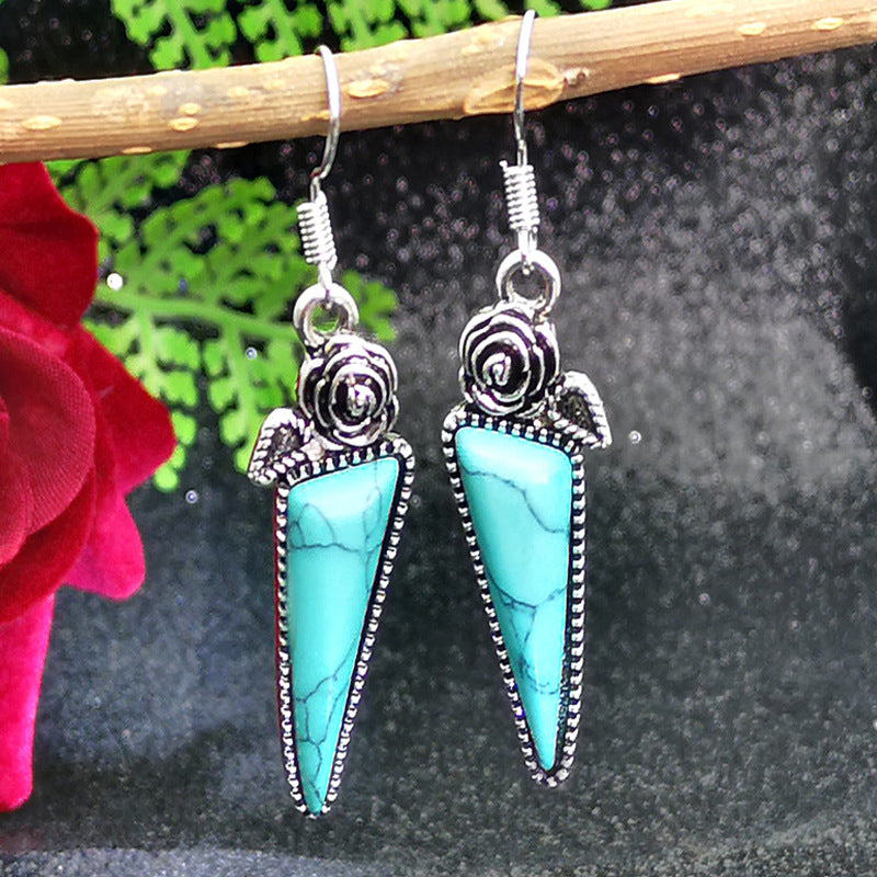 Plated Vintage Thai Sier Rose Creative Water Earrings