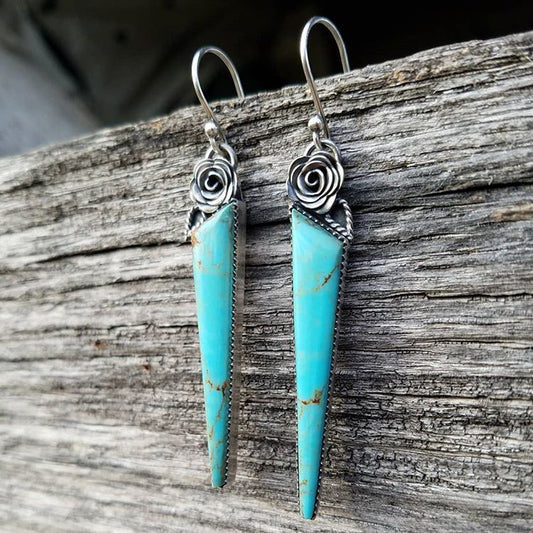 Plated Vintage Thai Sier Rose Creative Water Earrings