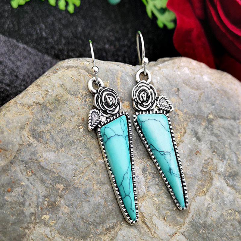 Plated Vintage Thai Sier Rose Creative Water Earrings