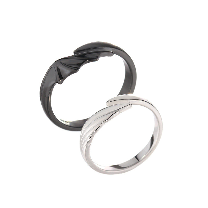 Angel Devil Couple Simple Personalized Niche Rings