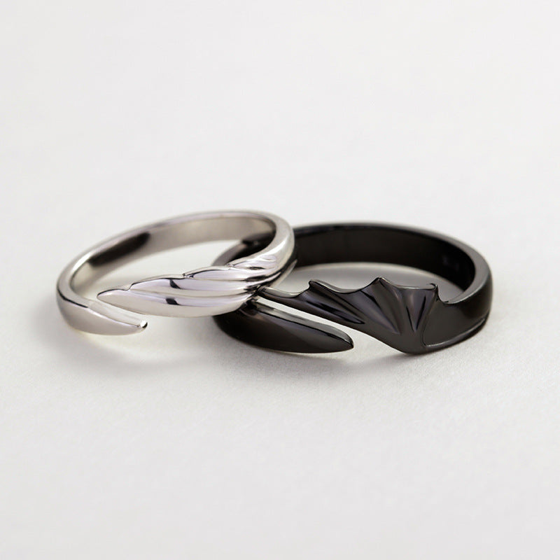 Angel Devil Couple Simple Personalized Niche Rings