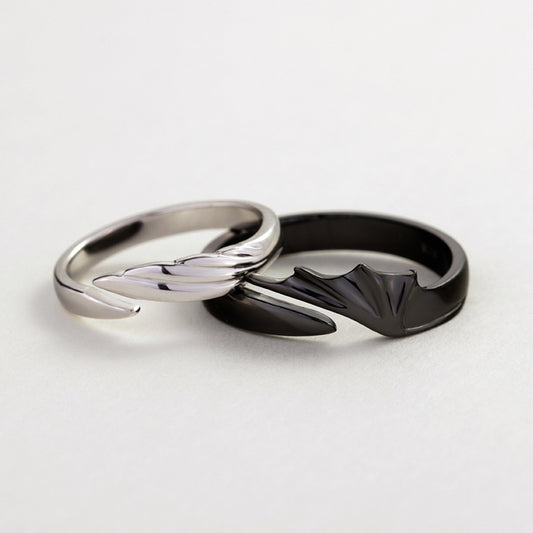 Angel Devil Couple Simple Personalized Niche Rings