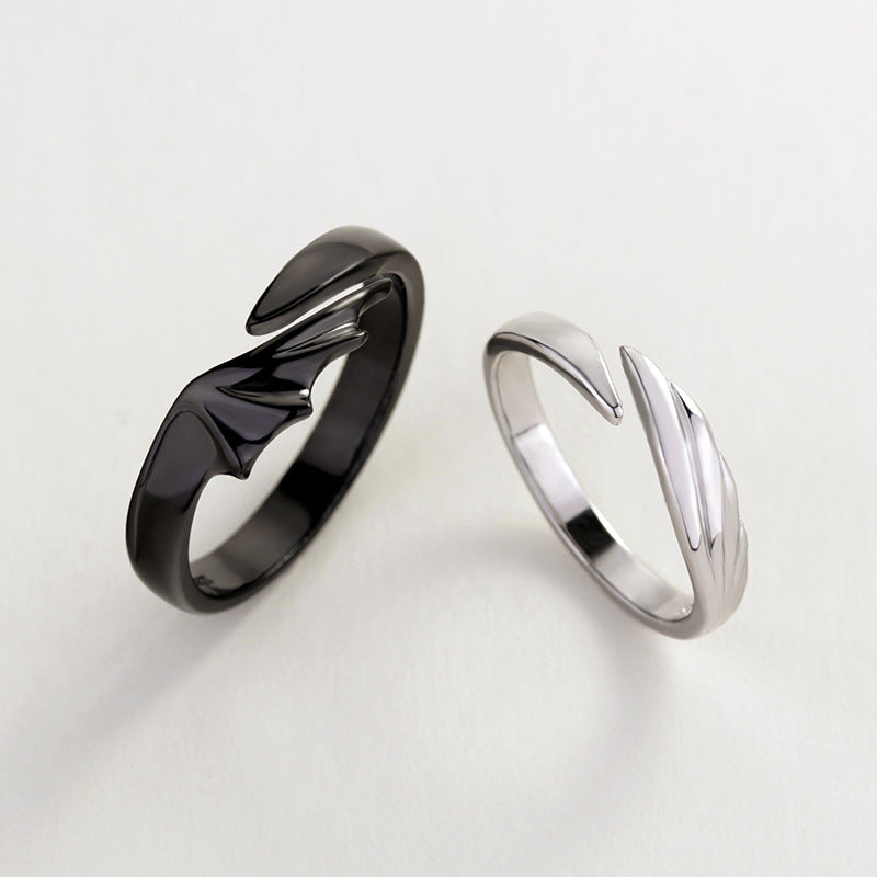 Angel Devil Couple Simple Personalized Niche Rings