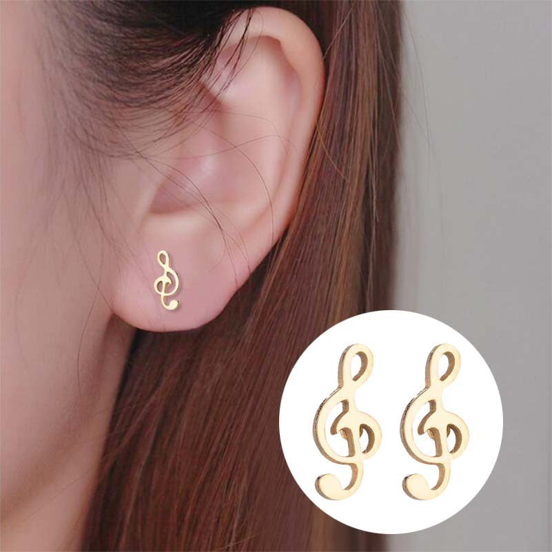 Note Ear Stainless Steel Girlfriends Music Earrings