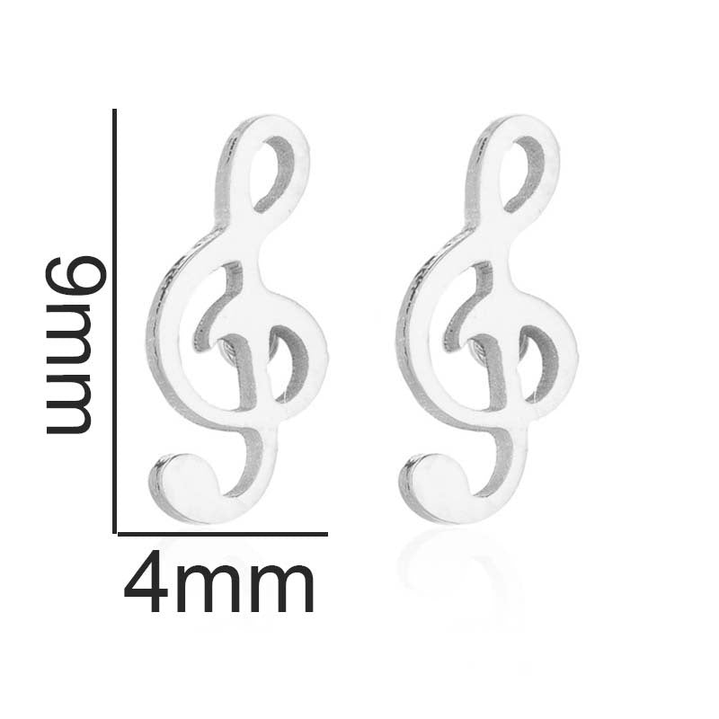 Note Ear Stainless Steel Girlfriends Music Earrings