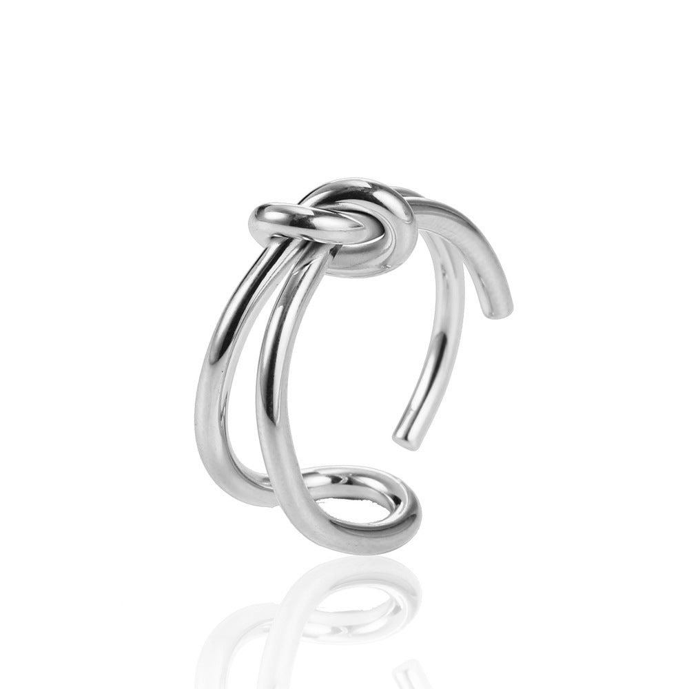 Style Adjustable Knotted Titanium Steel Gold Rings