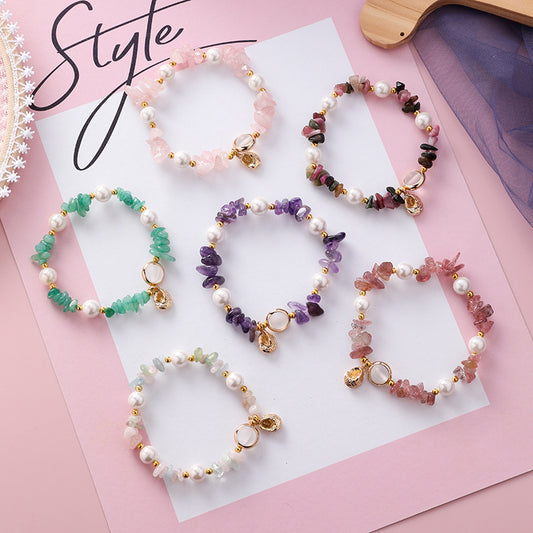 Women's Vacation Style Irregular Shell Pearl Handmade High Elastic Conch Bracelet