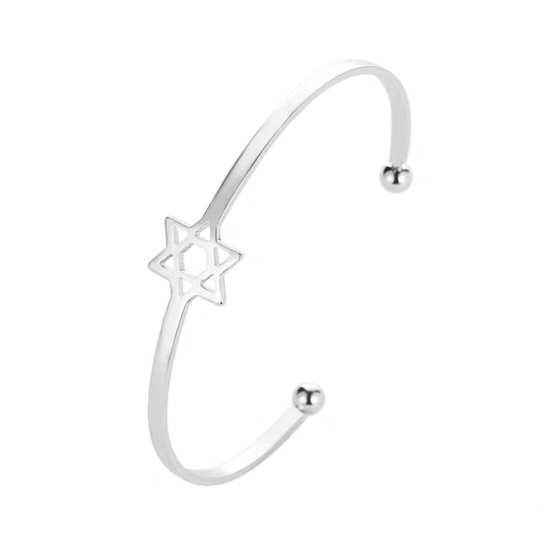 Six-pointed Star Open Metal Five-pointed Female Stall Bracelets