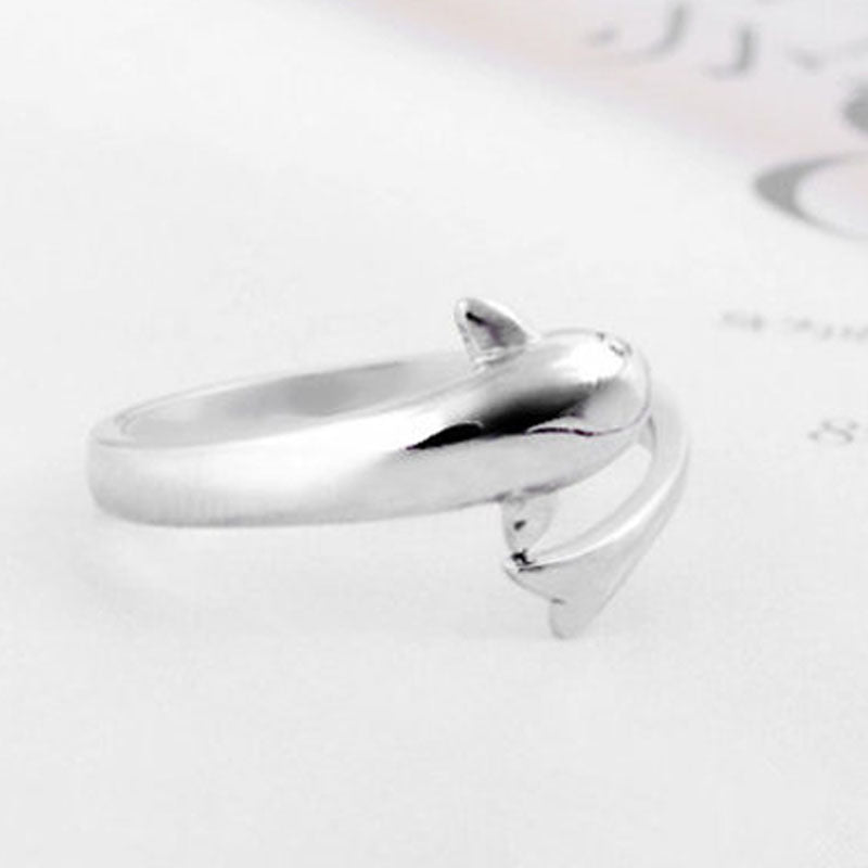 Women's Hot Korean Imitation Sier Plated Dolphin Ring