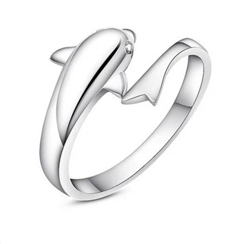 Women's Hot Korean Imitation Sier Plated Dolphin Ring