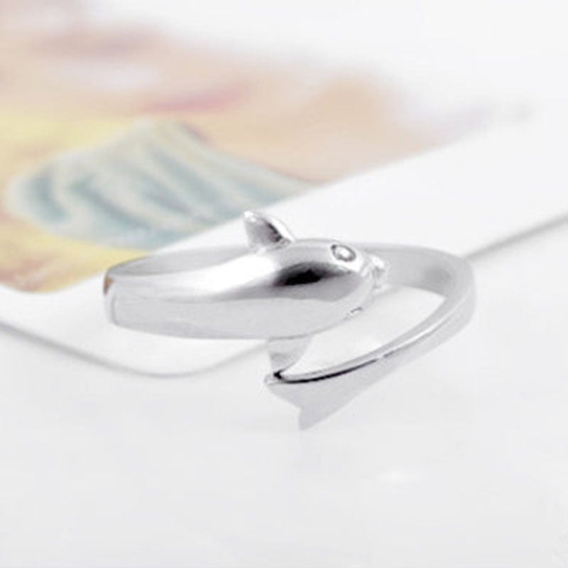 Women's Hot Korean Imitation Sier Plated Dolphin Ring