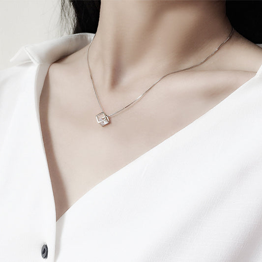 Deer Head Love One Wang Moon Leaf Square Necklaces