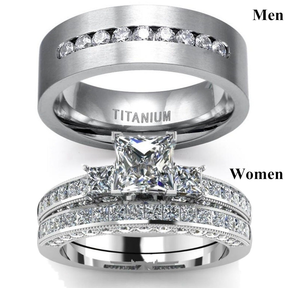 Women's Crystal Diamond Popular Couple Couples Ring