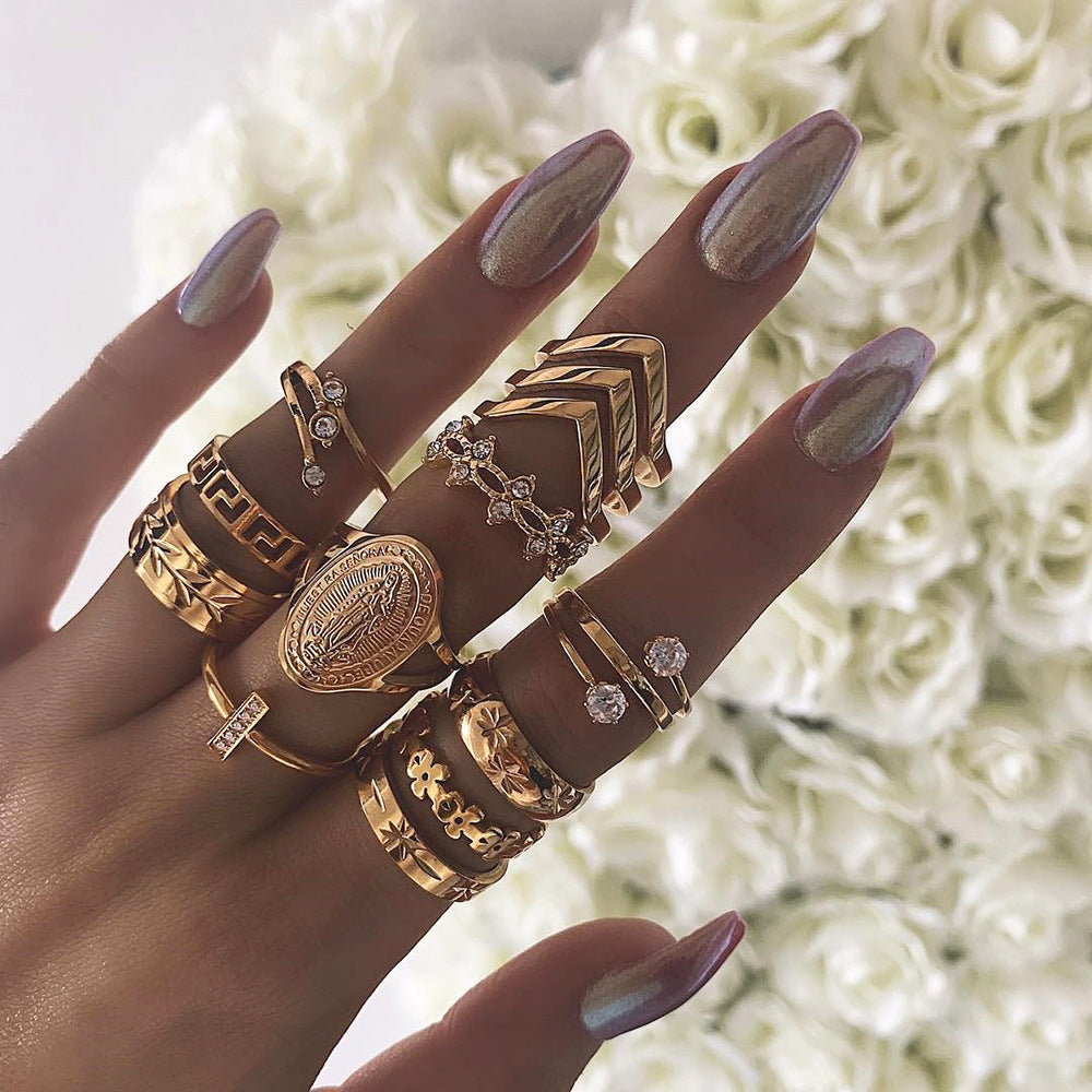 Summer English Virgin Simple Pattern Knuckle Small Flower Leaf Pieces Ring