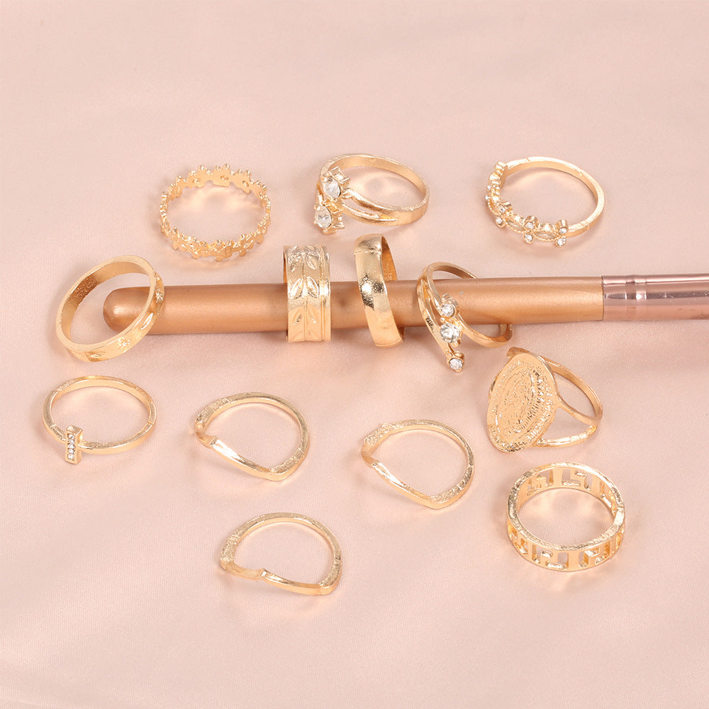 Summer English Virgin Simple Pattern Knuckle Small Flower Leaf Pieces Ring