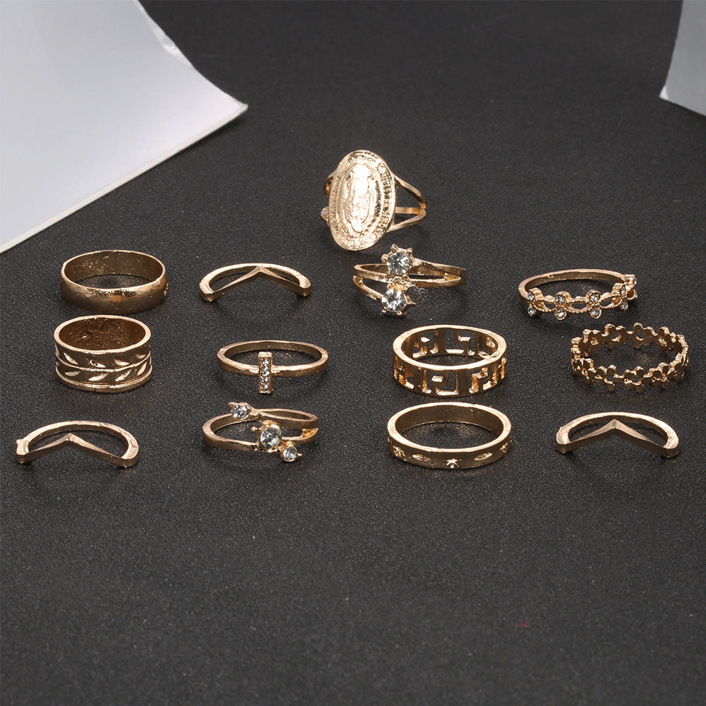 Summer English Virgin Simple Pattern Knuckle Small Flower Leaf Pieces Ring