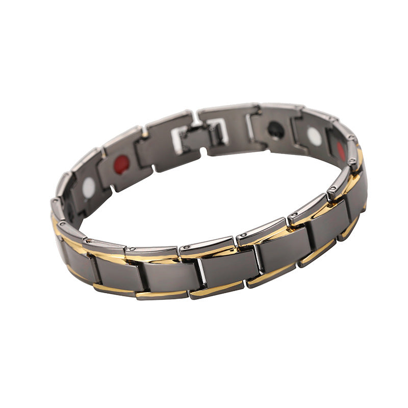 Men's Coffee Billion Ornament Magnetic Therapy Hematite Titanium Bracelets