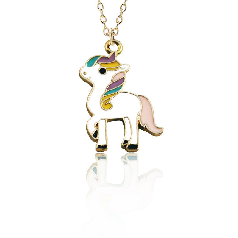 Pegasus Style Personality Rainbow Color Drop Necklaces