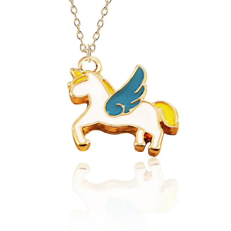 Pegasus Style Personality Rainbow Color Drop Necklaces