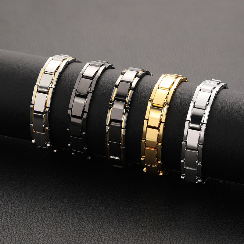 Men's Coffee Billion Ornament Magnetic Therapy Hematite Titanium Bracelets