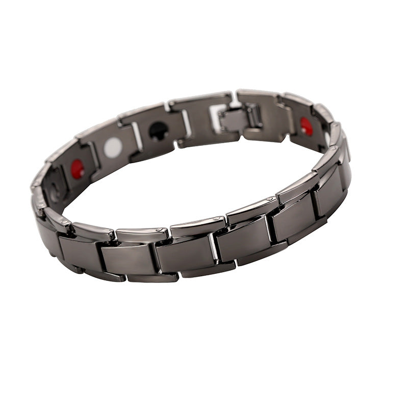 Men's Coffee Billion Ornament Magnetic Therapy Hematite Titanium Bracelets