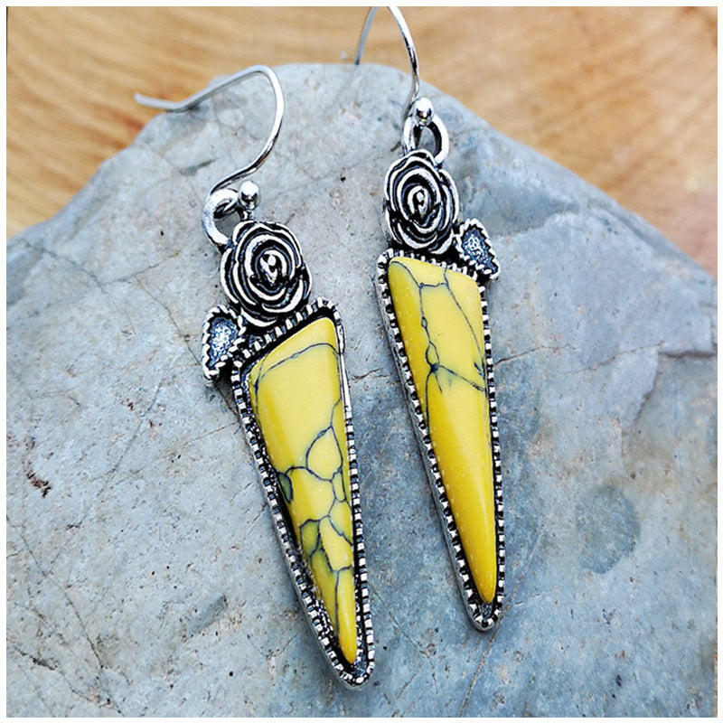 Plated Vintage Thai Sier Rose Creative Water Earrings