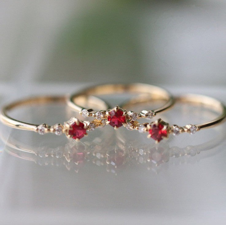 Plated Ruby Female Fashion Engagement Party Rings