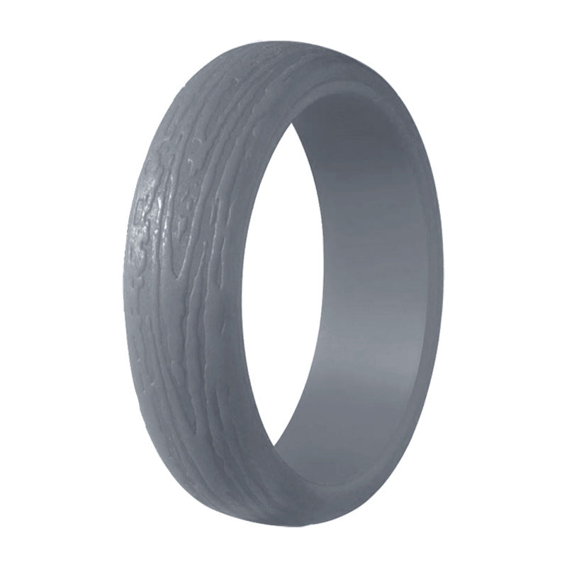 Elegant Bark Pattern Silica Gel Unisex Rings