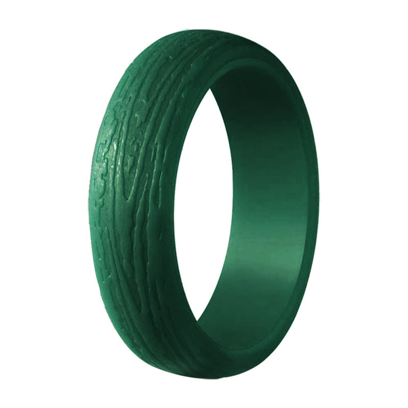 Elegant Bark Pattern Silica Gel Unisex Rings