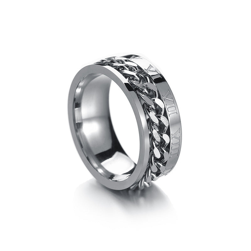 Men's Stainless Steel Rotating Decompression Chain Titanium Cool Rings