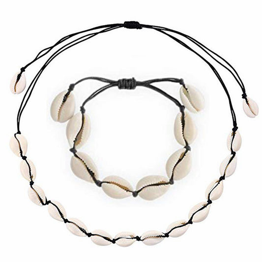 Black Flat Knot Shell Natural Hand Necklaces