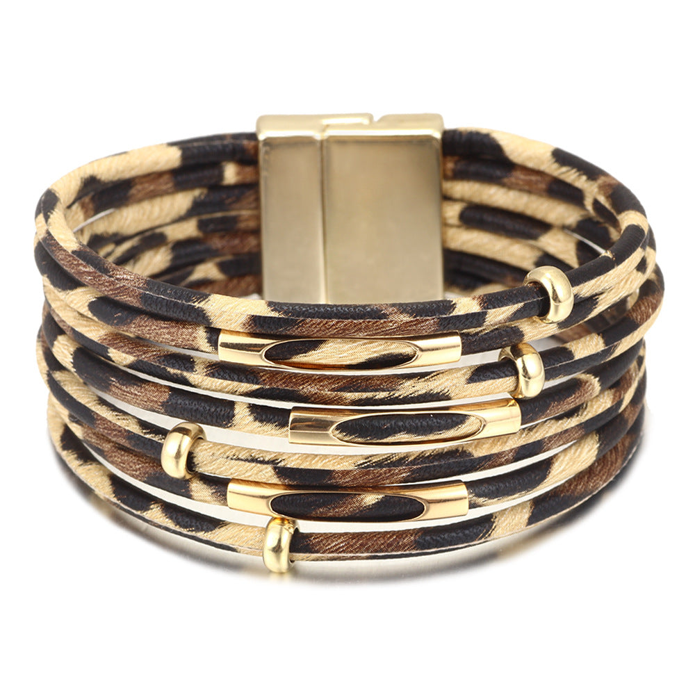 Women's Leopard Print Popular Magnetic Snap Bracelets