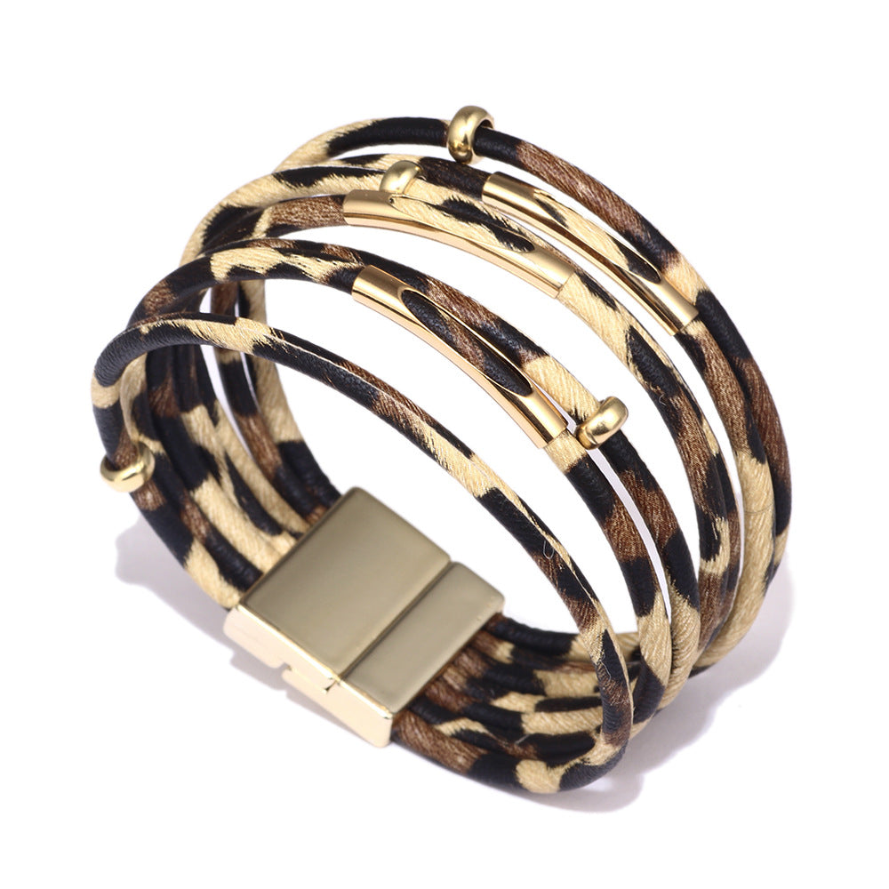 Women's Leopard Print Popular Magnetic Snap Bracelets