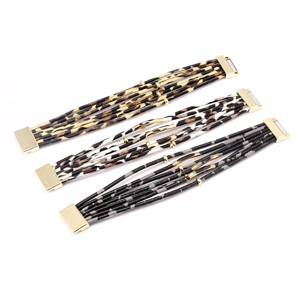 Women's Leopard Print Popular Magnetic Snap Bracelets