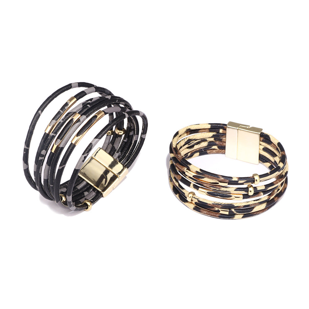 Women's Leopard Print Popular Magnetic Snap Bracelets