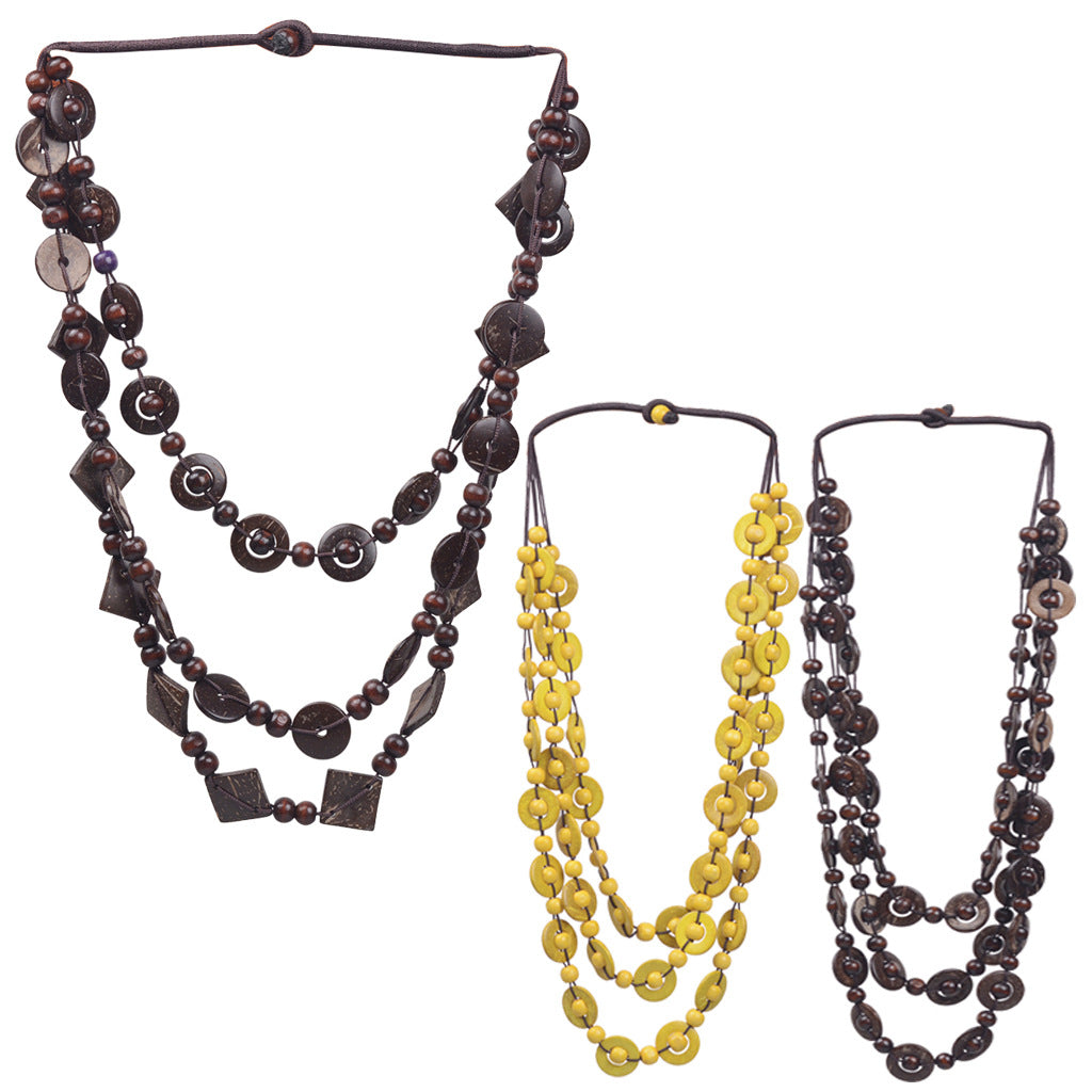 Ethnic Style Beaded Coconut Shell Tribe Necklaces