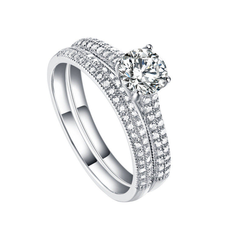 Women's Marriage Engagement Zircon Pure Sier Fashion Rings