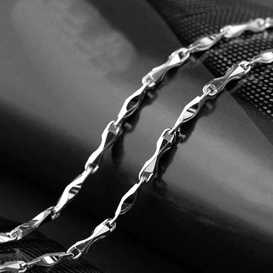 Women's & Men's Ingot Chain Elegant Sier Plated Korean Necklaces
