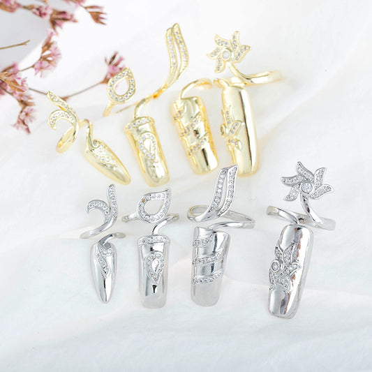 Women's Creative Open Nail For Refined Rhinestone Rings