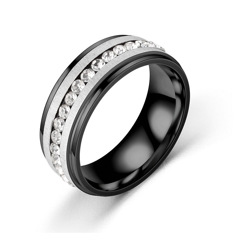 Men's Single Row Diamond Titanium Steel Light Rings