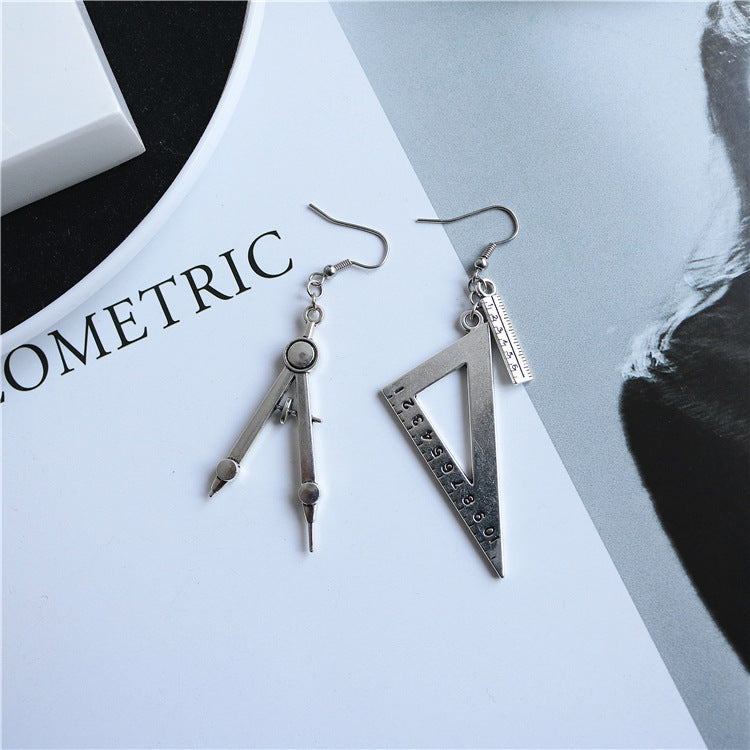Retro Sier Ear Clip Cold Trendy Personalized Spoon Fork Square Earrings