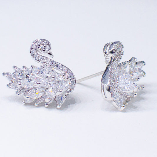 Female Sterling Sier Needle Zircon Temperament Earrings