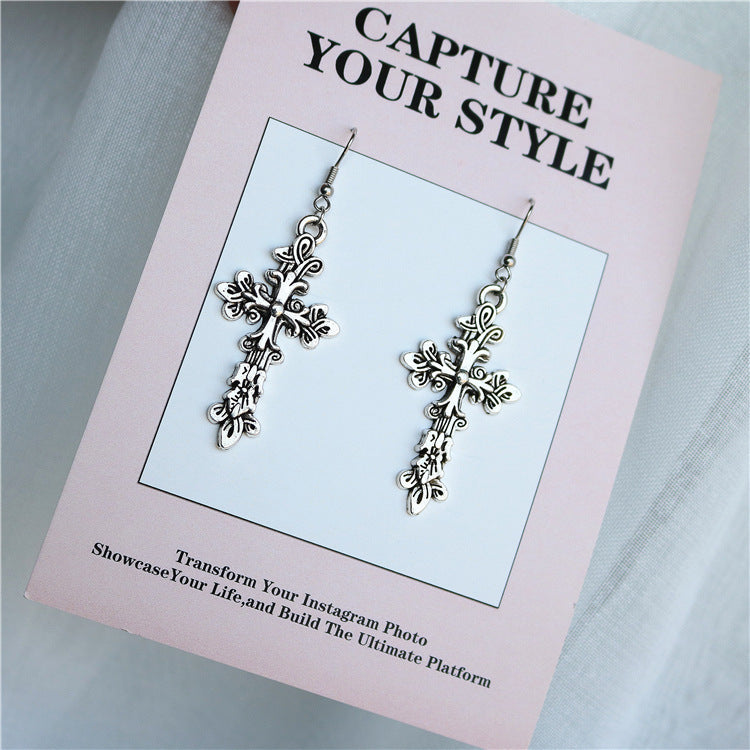 Retro Sier Ear Clip Cold Trendy Personalized Spoon Fork Square Earrings