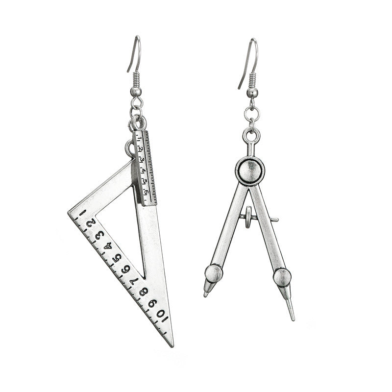 Retro Sier Ear Clip Cold Trendy Personalized Spoon Fork Square Earrings