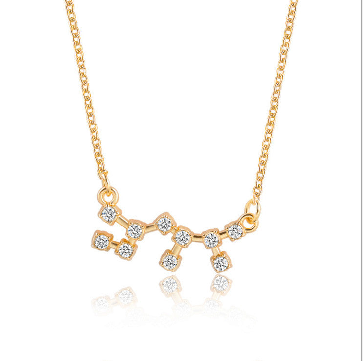 Twee Constellation Diamond Card Clavicle Chain Necklaces