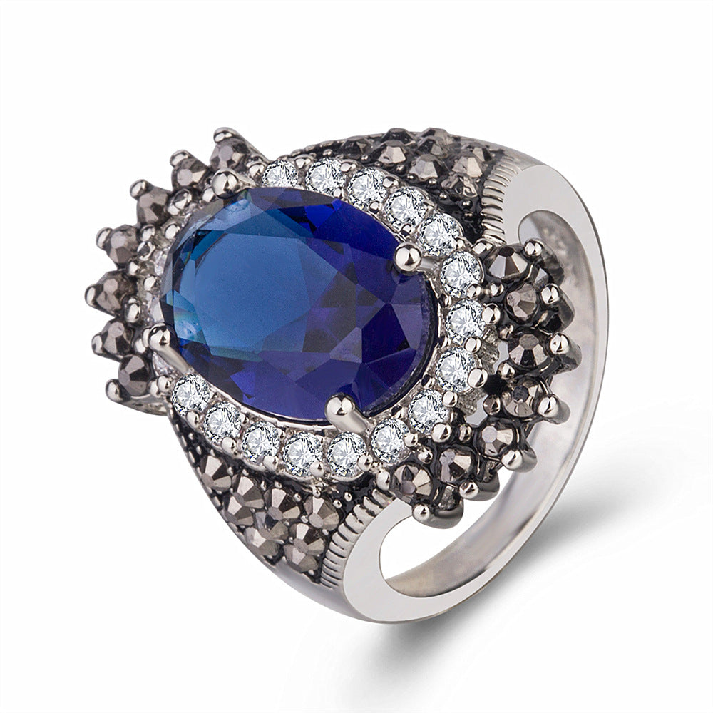 Vintage Thai Big Stone Pomegranate Jewelry Rings