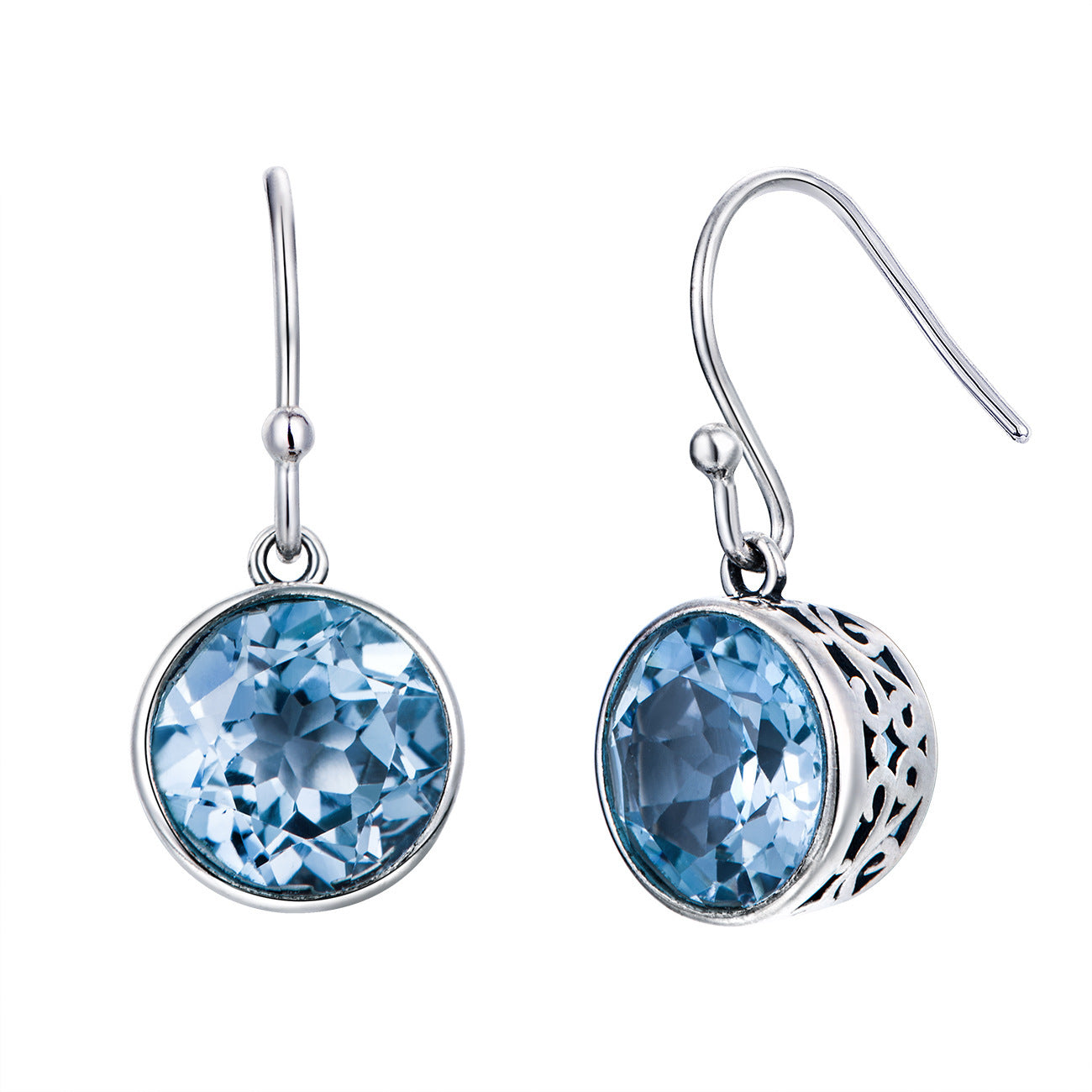 Popular Austrian Crystal Square Sea Blue Simple Style Ear Hook Stud Earrings