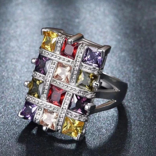 Color Quadrel Domineering Popular Hand Jewelry Rings