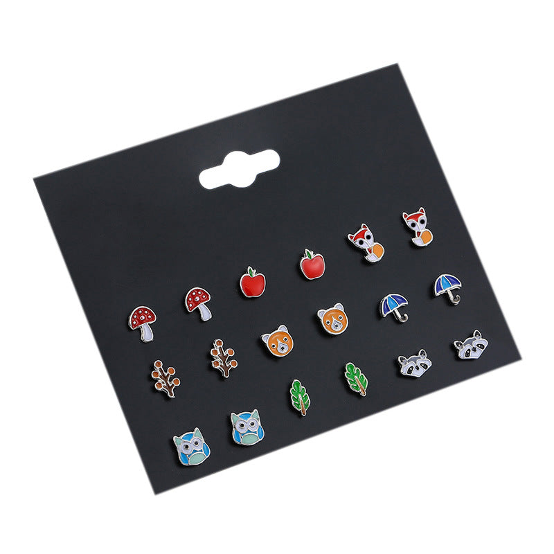 Wild Animal Fruit Combination Suit Female Earrings