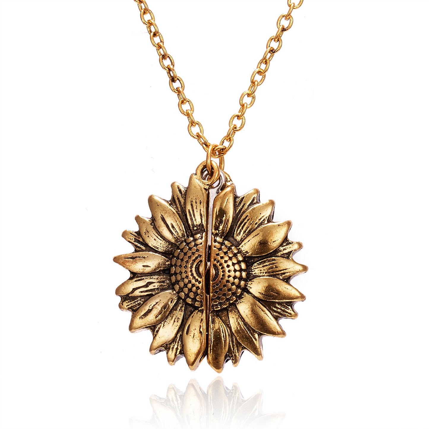 Comfortable Sunflower Can Open Carved Ornament Necklaces